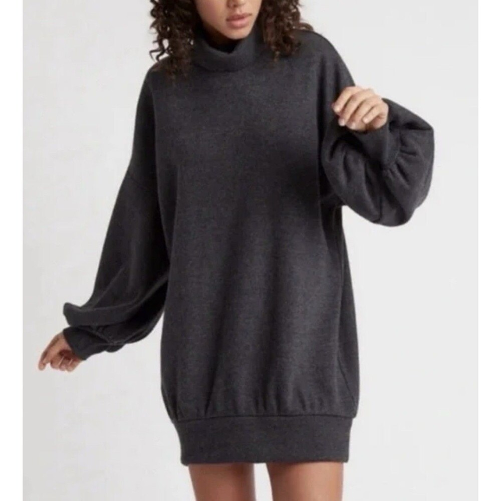 Choosy Black Turtleneck Oversized Boyfriend Sweater Size S Balloon Sleeve New